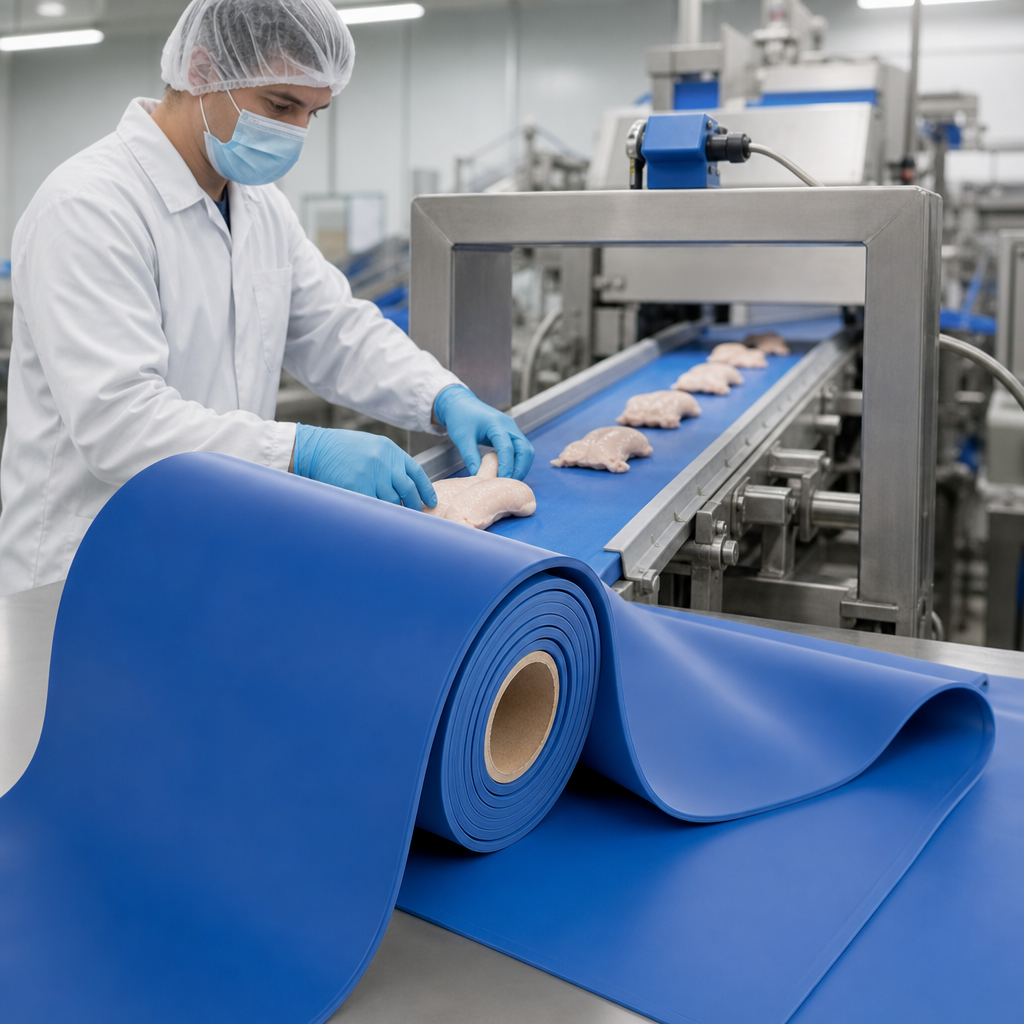 Blue Metal Detectable Silicone Rubber Sheet 1.2m Wide for Food Safety Applications