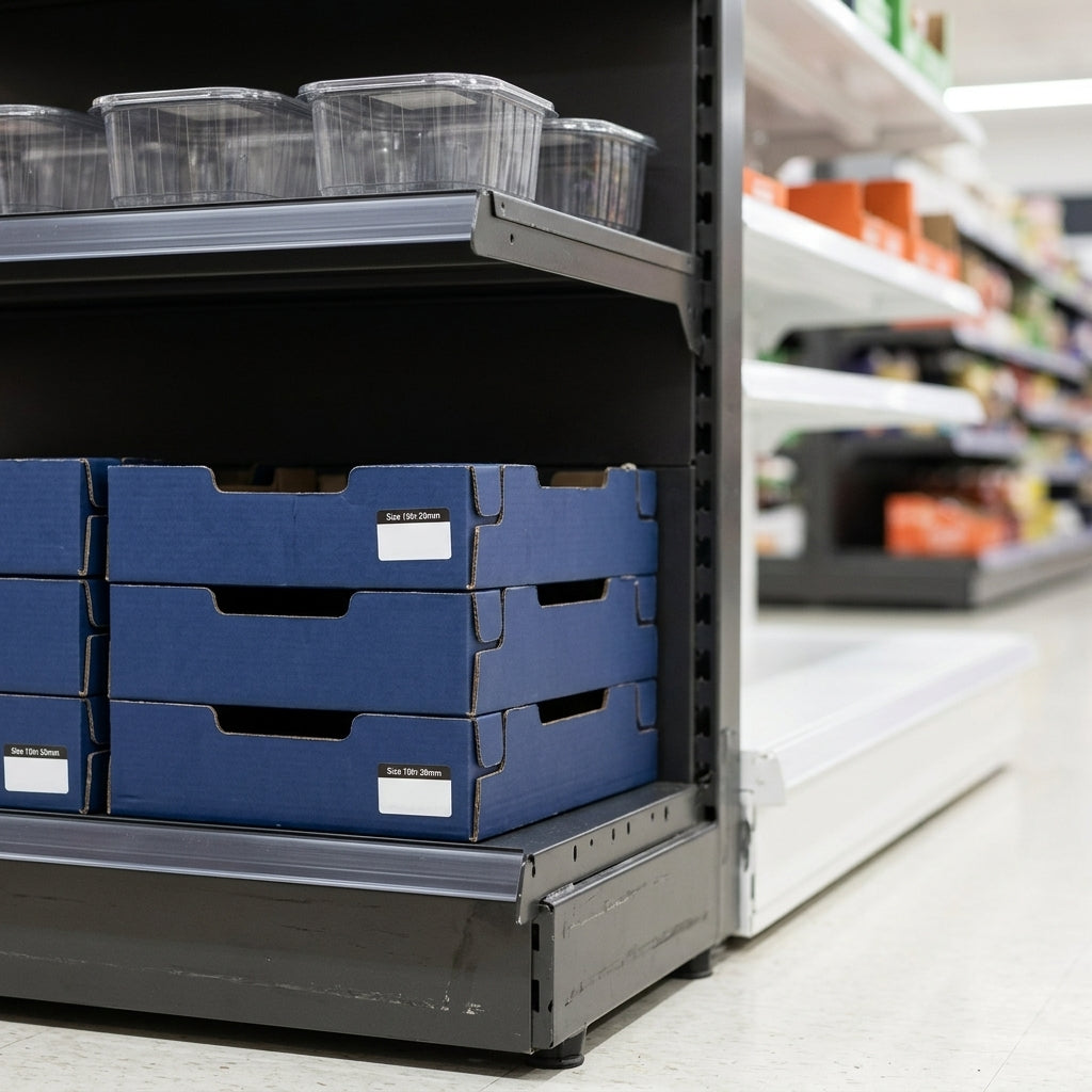 2.1m End Promo Bay with 300mm Base & 250mm Upper Shelves (view 2)
