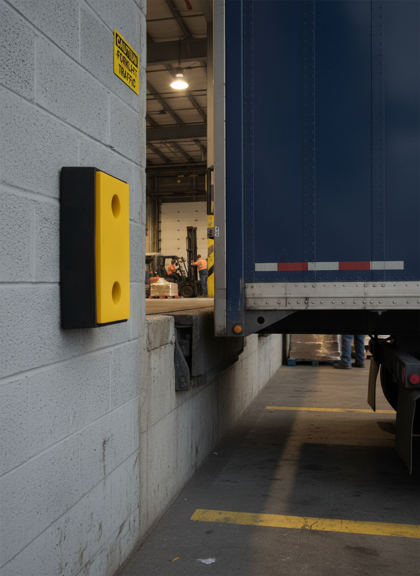 Premium Heavy Duty Rubber Dock Bumper with Low Friction Front Panel, 450 x 250 x 115 mm, Ideal for Loading Docks