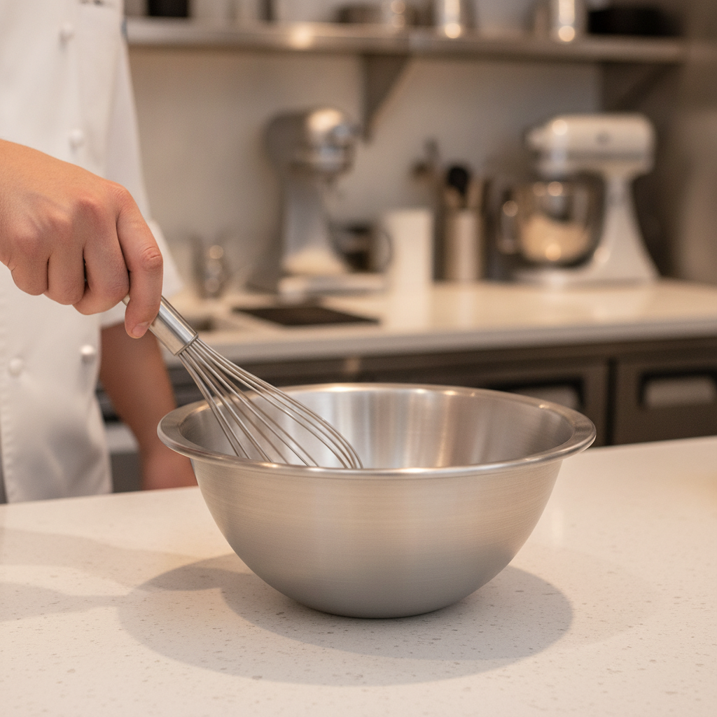 Stainless Steel Round Bottom Whipping Bowl 6.5L for Professional Kitchens