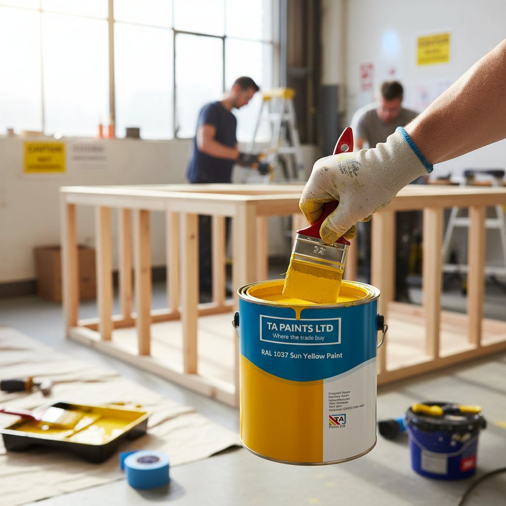 Premium Sun Yellow Paint - Bright and Cheerful for Commercial Applications and Safety Signage
