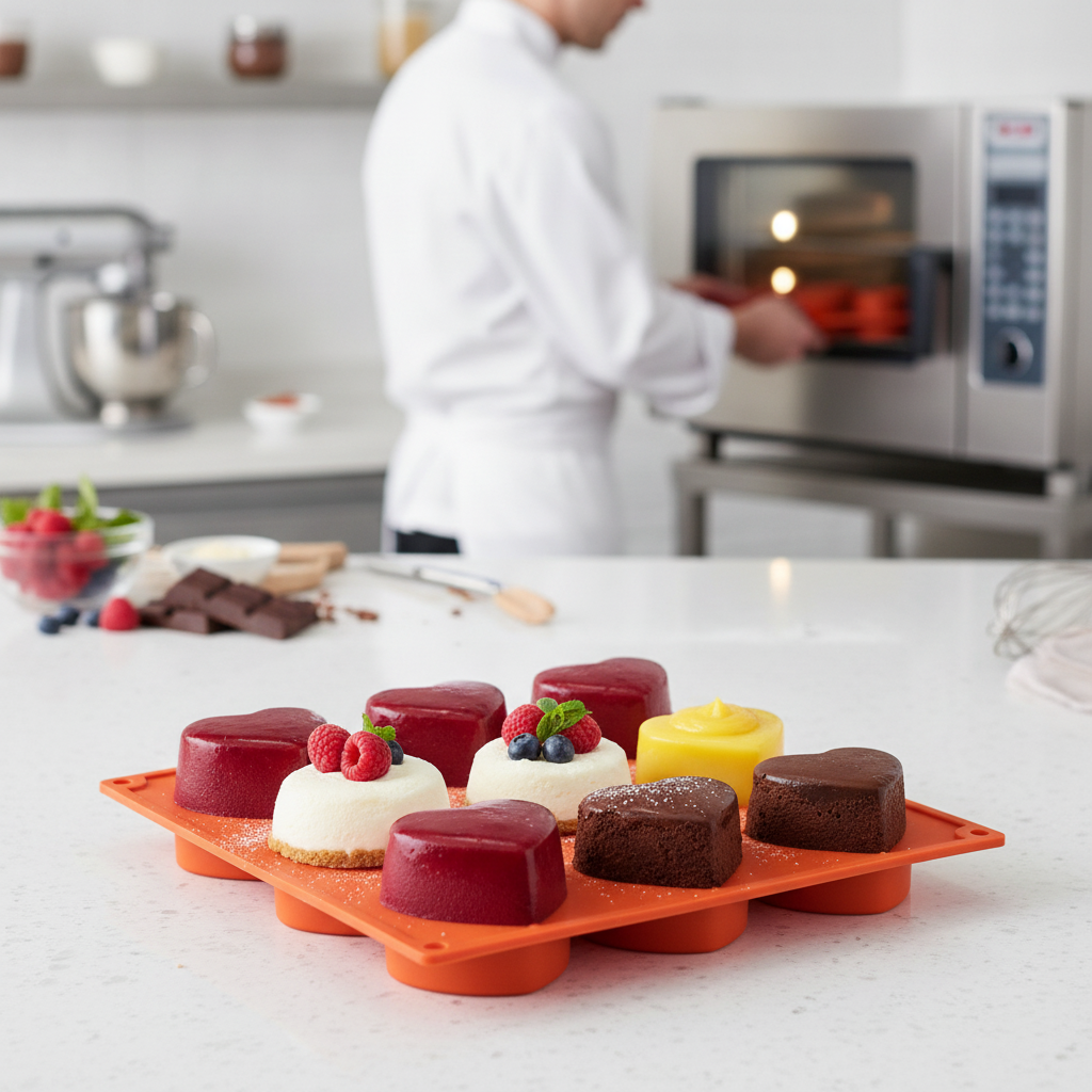 Silicone Heart Shaped Mould for Creating Desserts (8 Cup)