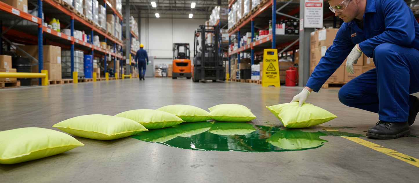 Chemical Absorbent Pillows - CC16-59 || Absorbs 3.7ltr per pad - 59ltr per pack of 16