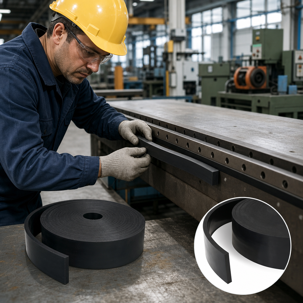 Genuine Rubber Strip 75° Hardness for Industrial Applications (1 Metre)