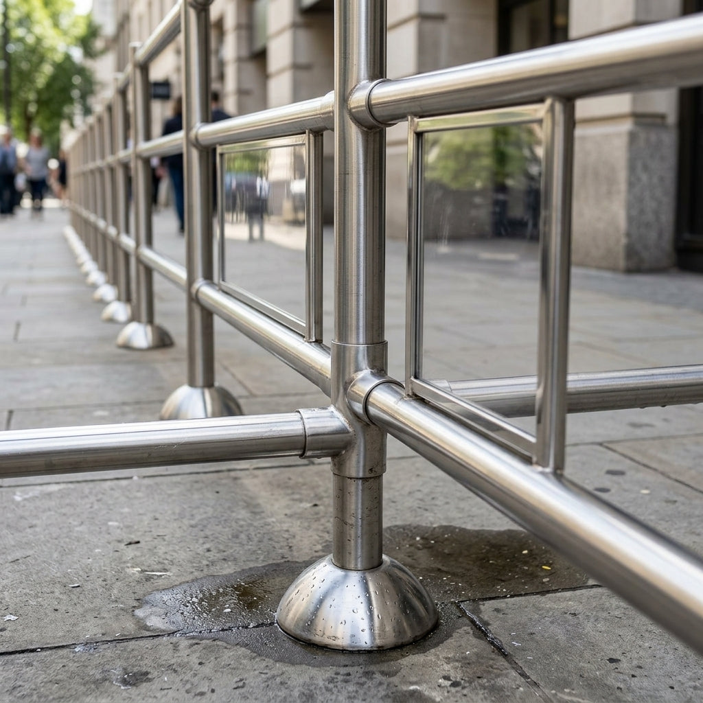 Modular Chrome Barrier Rail System – Queue & Crowd Control (view 2)