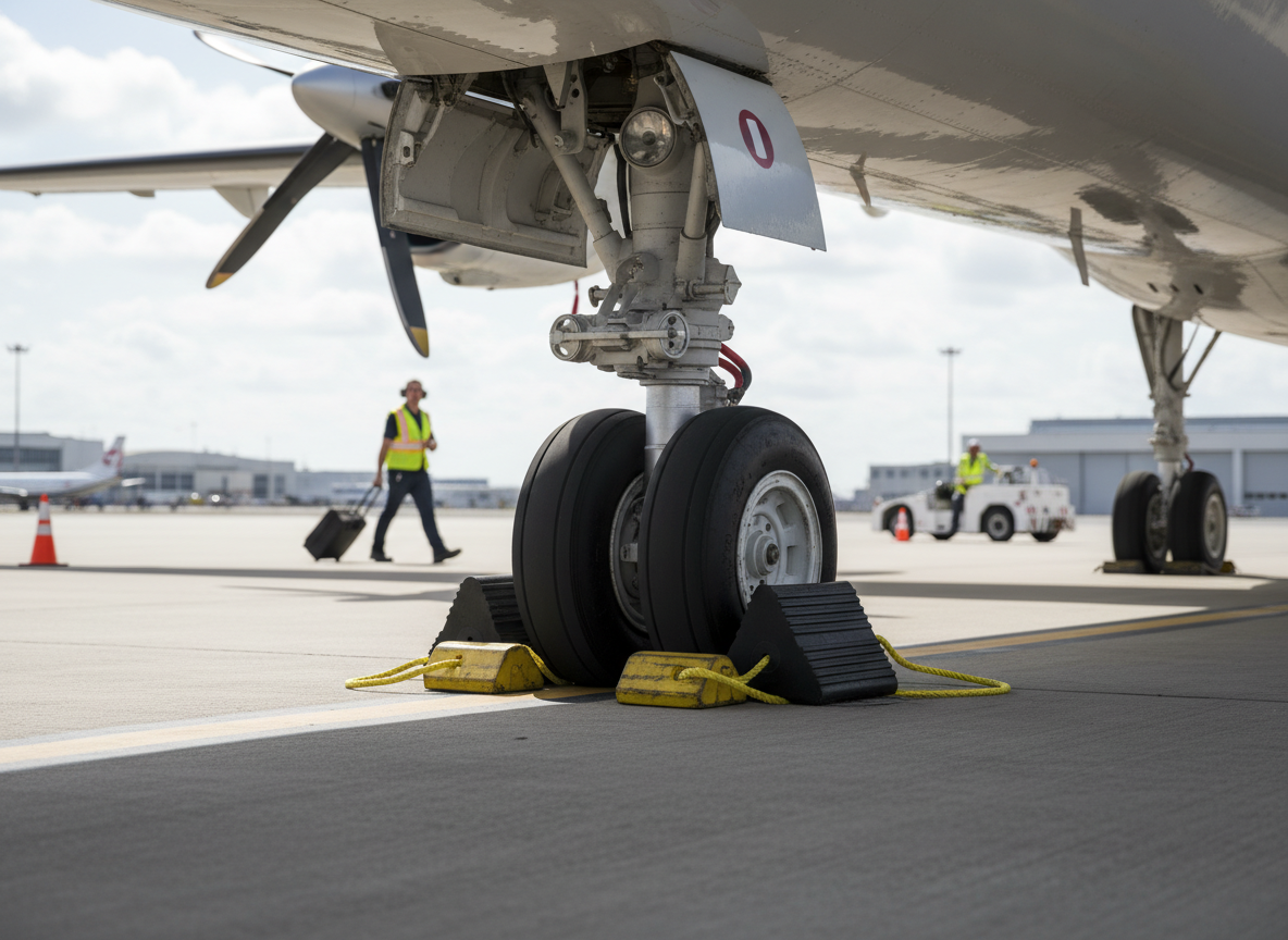 Premium Heavy Duty Aircraft Wheel Chock 225mm x 195mm x 250mm - Robust Design for Large Aircraft Safety