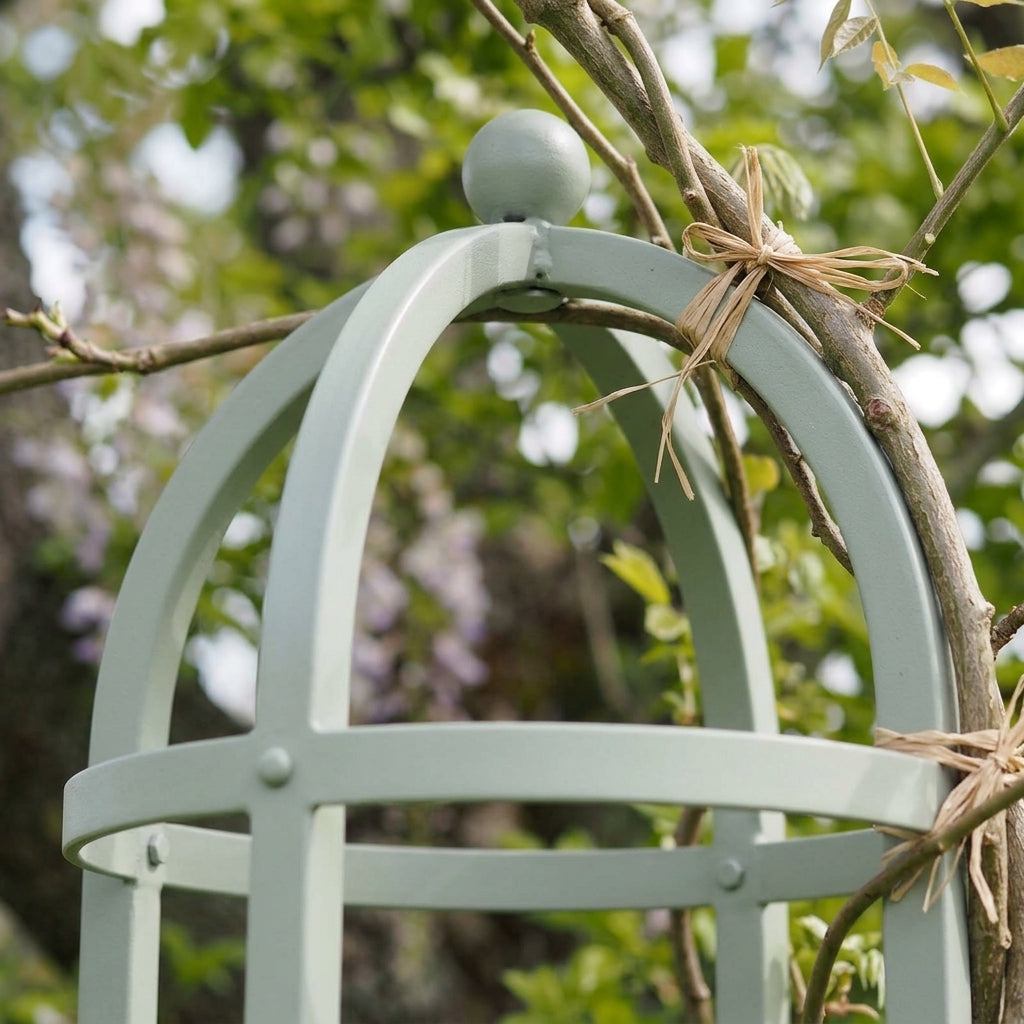 2.1m Steel Round Obelisk Lichen Green Plant Support (view 2)