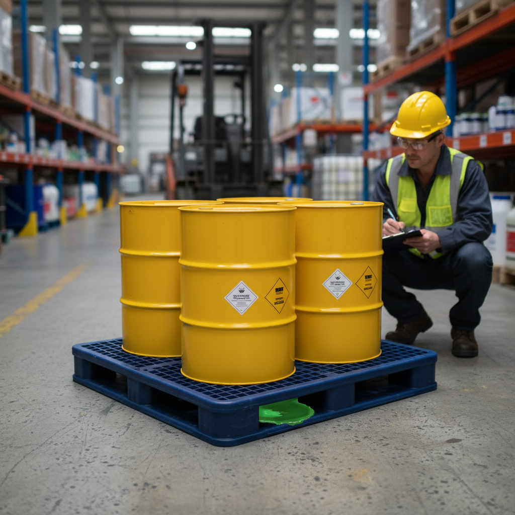 (Clearance) Dark Blue Plastic 4 Drum Spill Pallet With 4-Way Forklift Entry - BP4FW ||To Hold 4 Drums