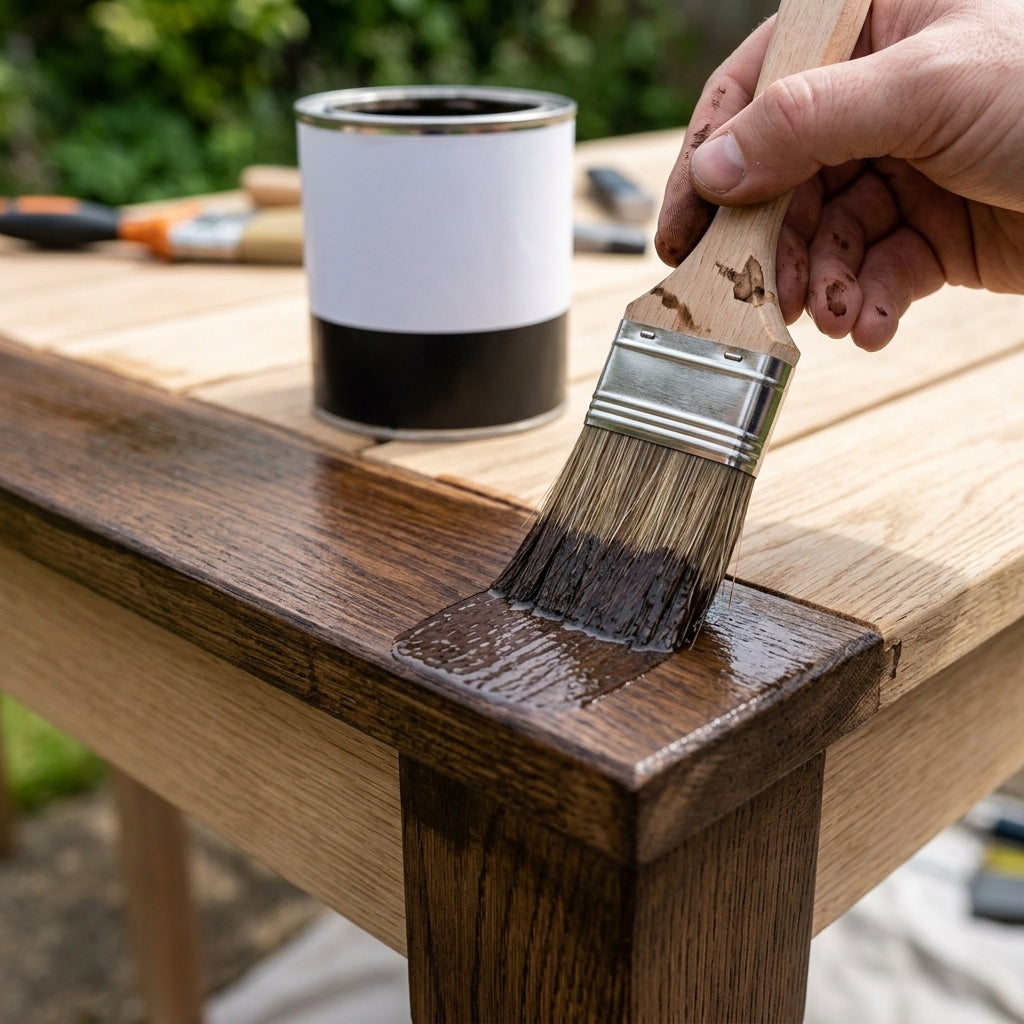 Water-based wood stain, dark brown or dark green finish (view 2)