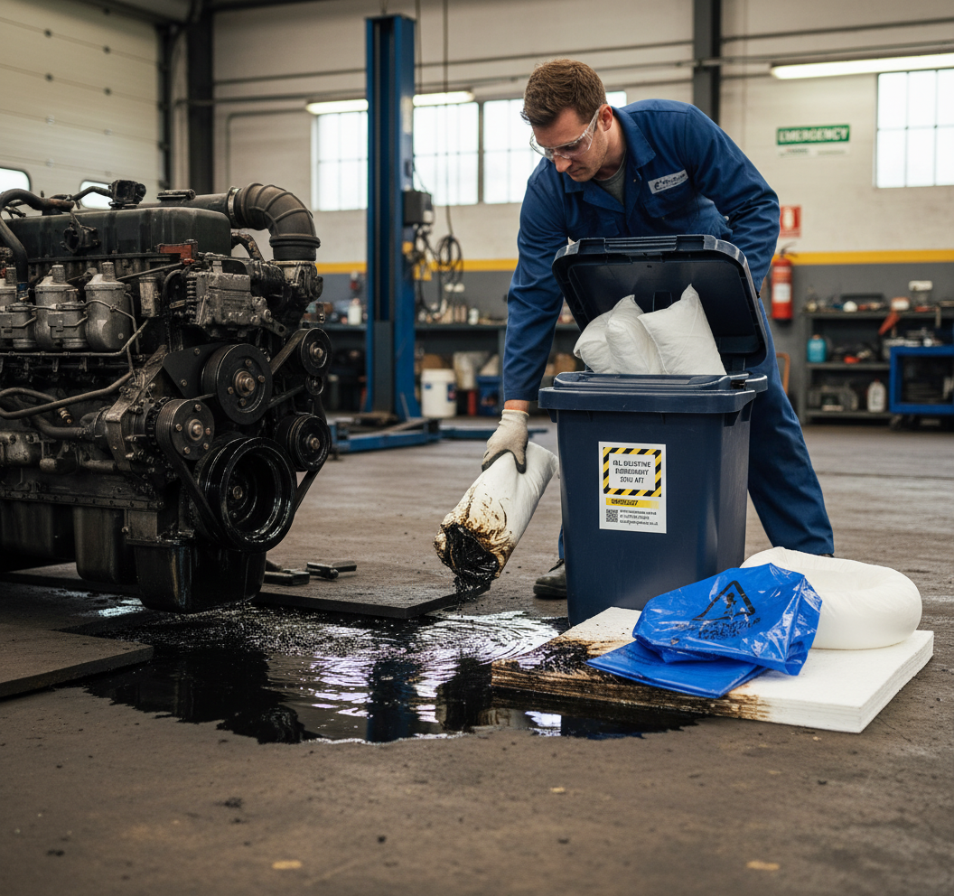 25ltr Oil Selective Spill Kit Caddy Bin - OS25SK || Absorbs Hydrocarbons but repels water