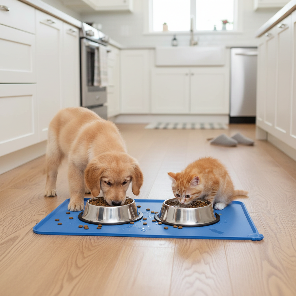 Premium Silicone Dog Food Mat - Non-Slip, Waterproof, Easy to Clean for Cats and Dogs (47 x 30 cm)
