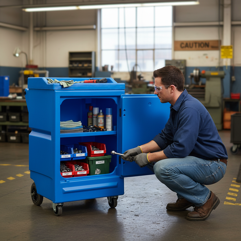 (Clearance) Blue Lockable Cabinet on Wheels - PWC4 ||L640 x W725 x H1075mm