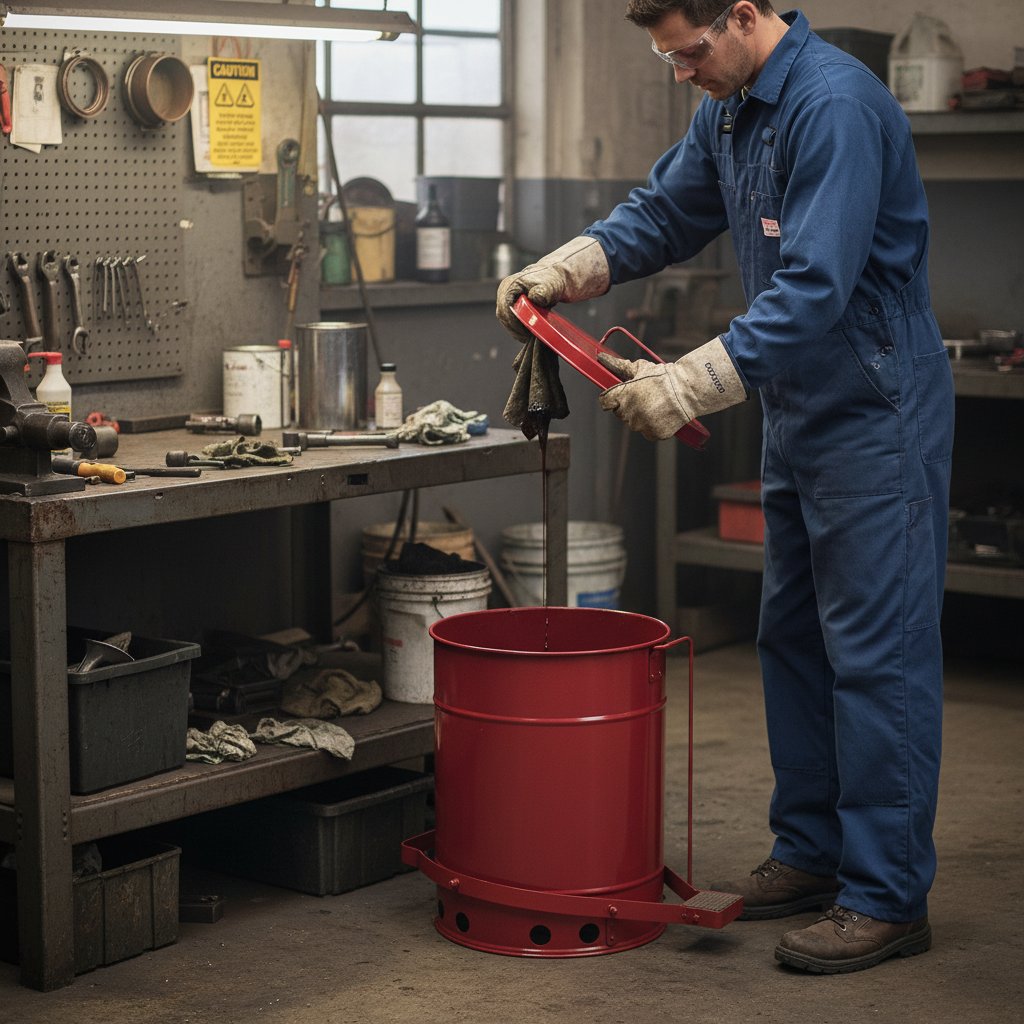 20ltr Justrite® Oily Waste Can - 09100||Foot Operated