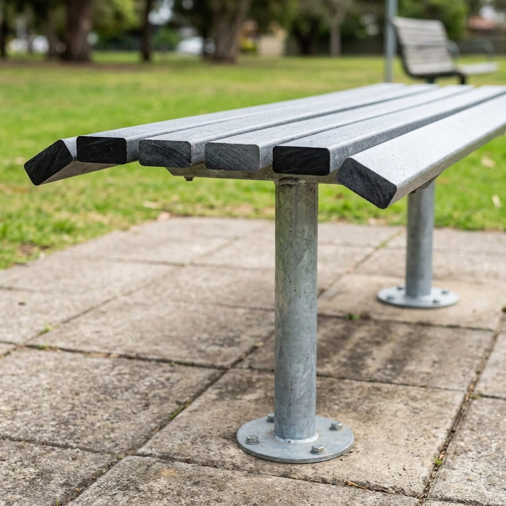 1200mm Mild Steel Outdoor Bench | Galvanised & Powder Coat (view 2)