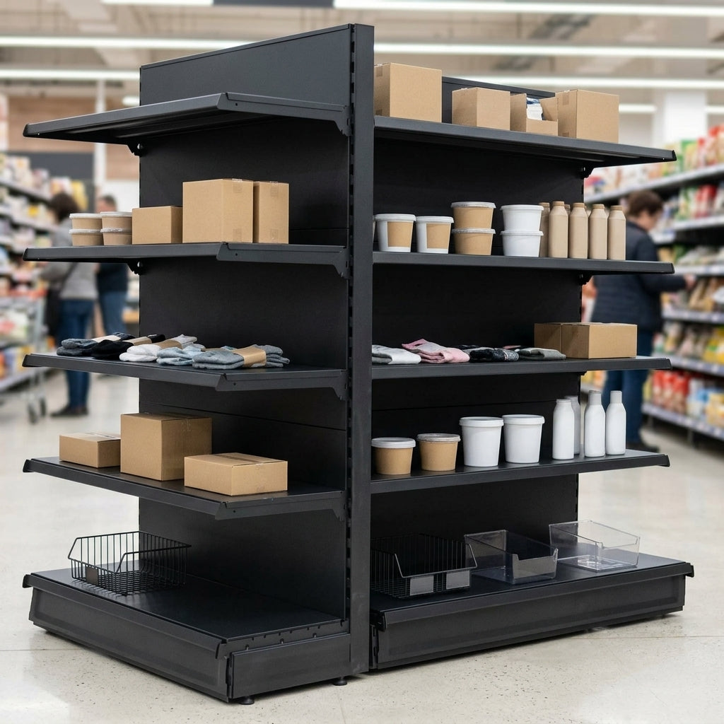 2.1m End Promo Bay with 570mm Base Shelf – Multiple Widths (view 2)