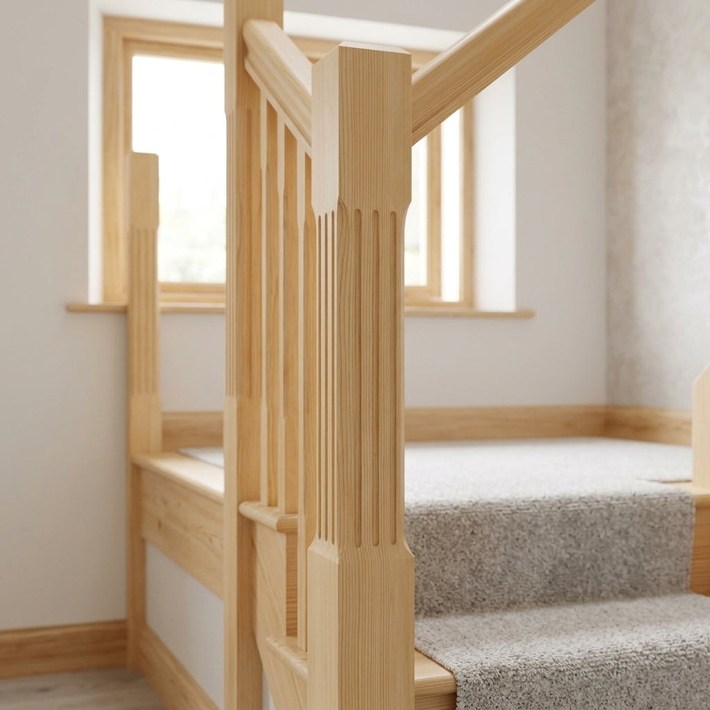 90mm Newel Post Pine with Reeded Detail (view 2)