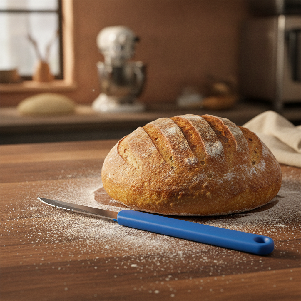 Stainless Steel Scoring Knife with Blue ABS Handle for Artisan Bread