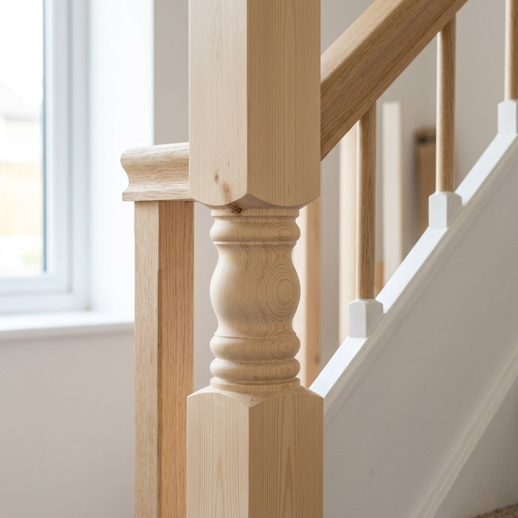 210mm Turned Colonial Newel Post – Pine (view 2)