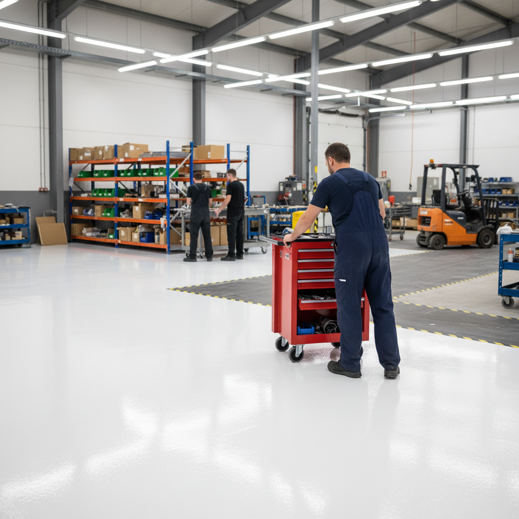 Premium White Epoxy Floor Paint - Durable, Chemical Resistant Coating for Concrete and Industrial Floors