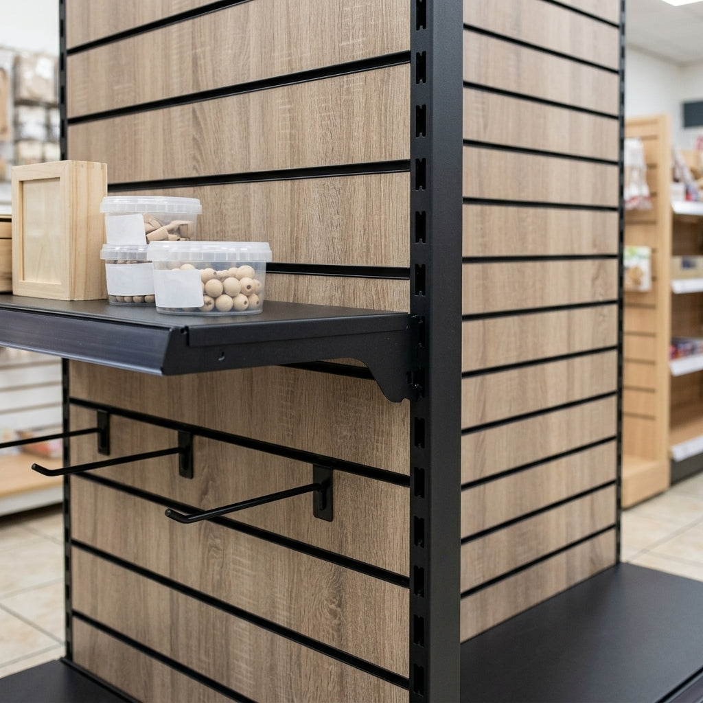2.1m Wood Effect End Bay Display | 370mm Base Shelf (view 2)
