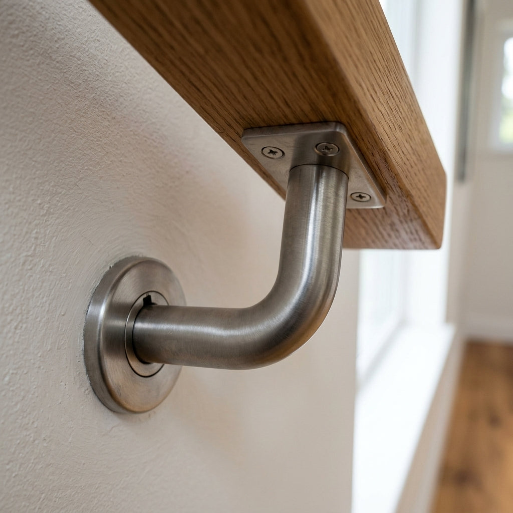 Heavy Duty Wall Mounted Handrail Brackets - Brushed Steel (view 2)