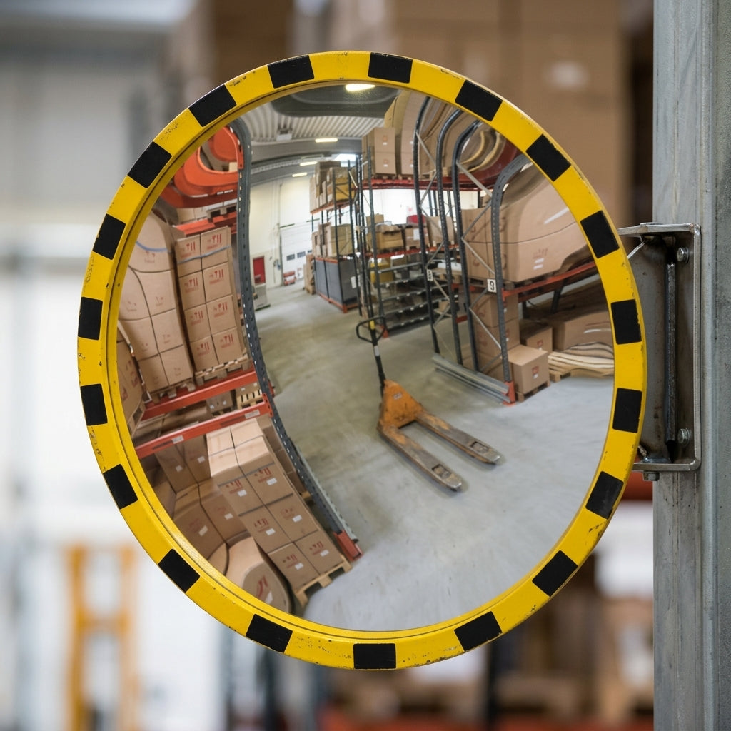 Industrial round mirror 600–800mm diameter safety Yellow/Black (view 2)