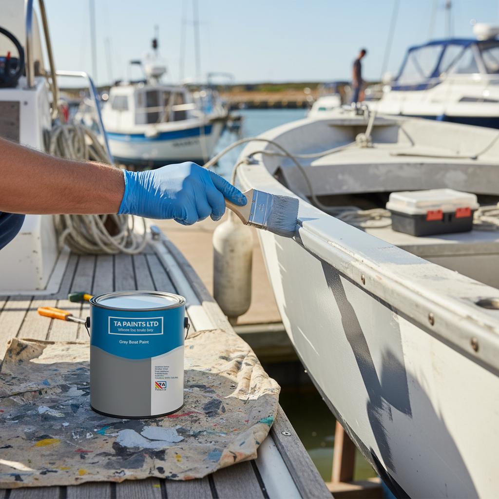 Premium Marine Boat Paint - High-Performance Grey Enamel for Boats and Barges with Excellent Weathering Resistance