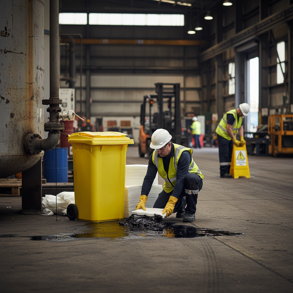 240ltr Oil Selective Spill Kit Two Wheel Bin with Hinged Lid - OS240SK || Absorbs Hydrocarbons but repels water