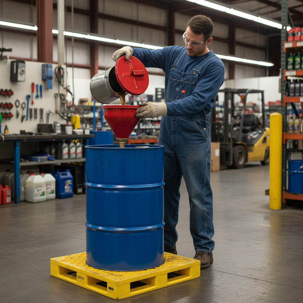 Justrite® Safety Drum Funnel - 08207Z || With Self-Closing Lid