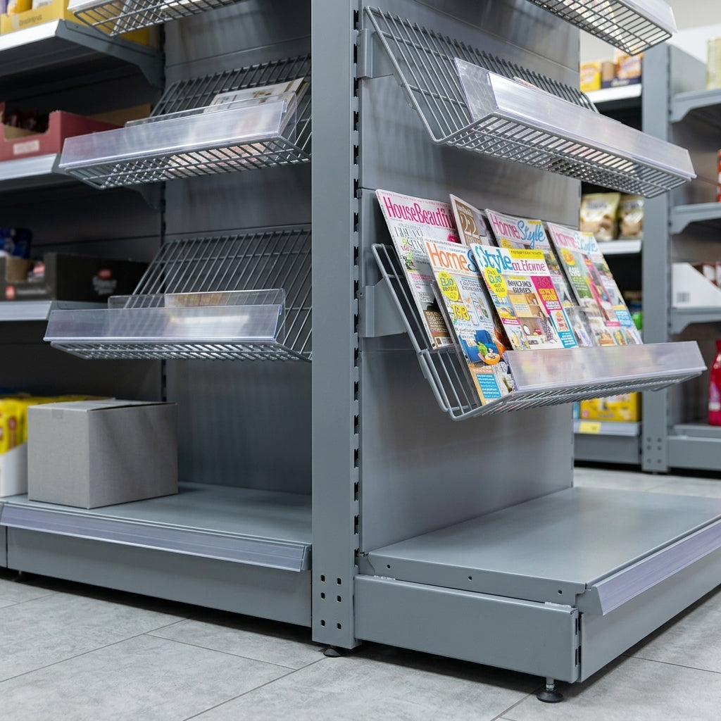 2.4m Magazine Shelving Unit, 470mm Base, 8 Tiers, 665–1250mm Wide (view 2)