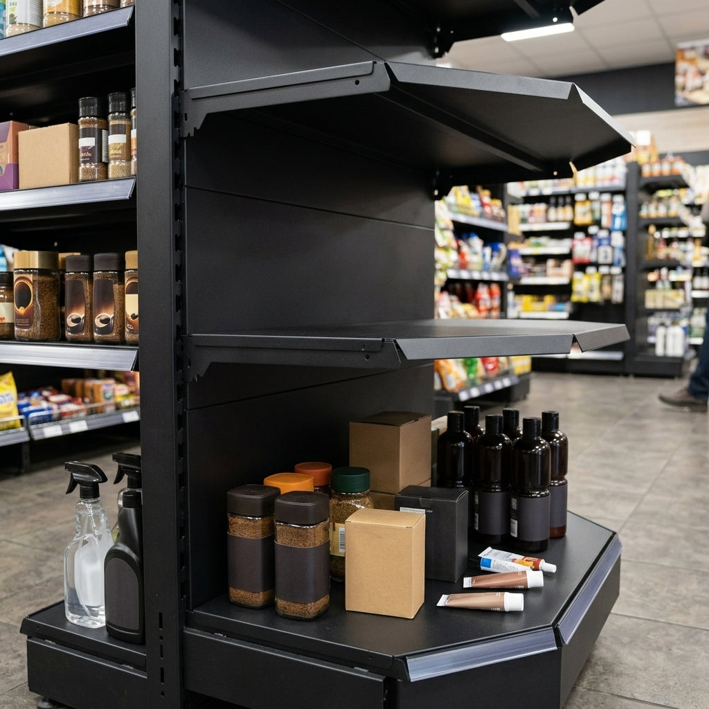 1.4m High Corner Shelving Bay with 370mm Base Shelf (view 2)
