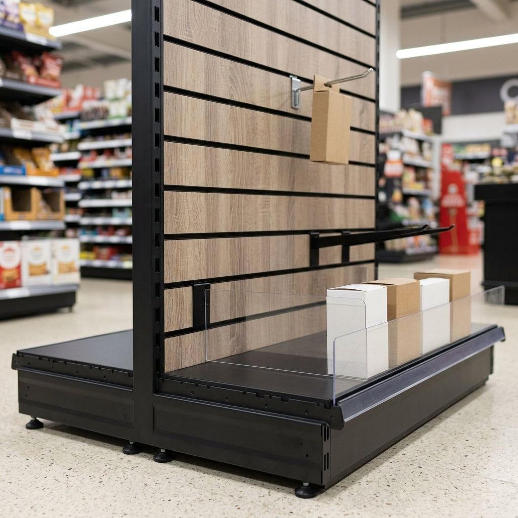 2.1m High Wood Effect Gondola Display Bay – 300mm Base Shelf (view 2)