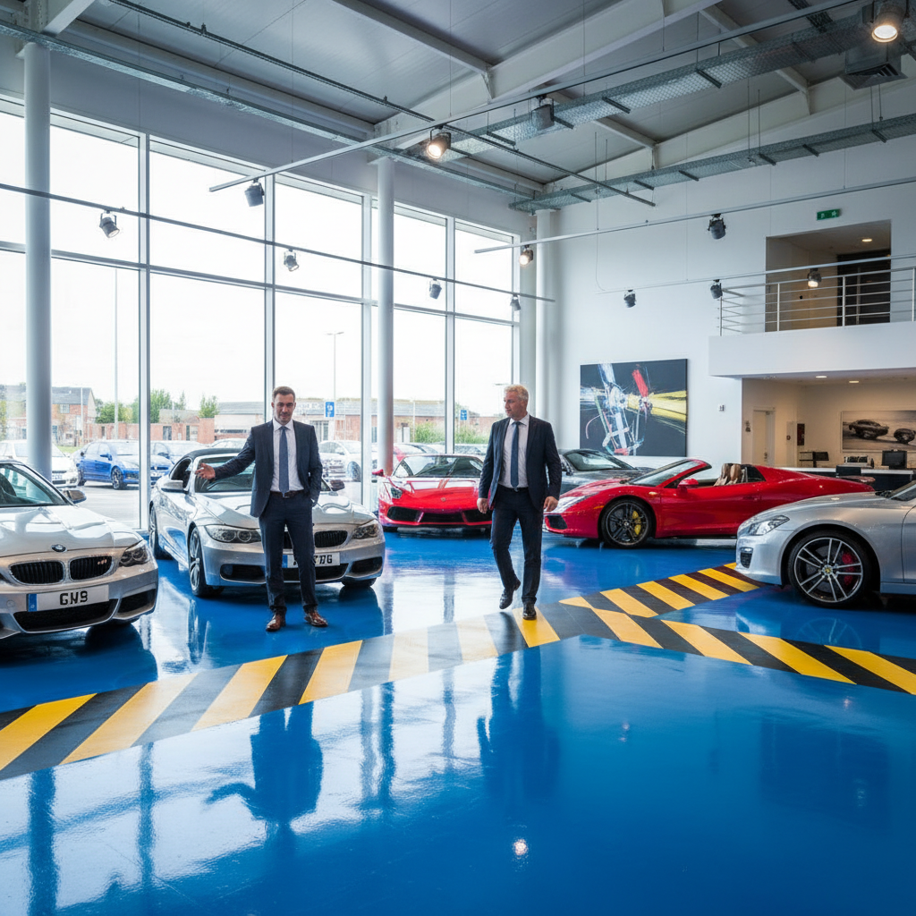 Premium Two Pack Epoxy Non-Slip Floor Paint for Car Showrooms - Durable, High-Gloss Finish with Pre-Mixed Aggregate