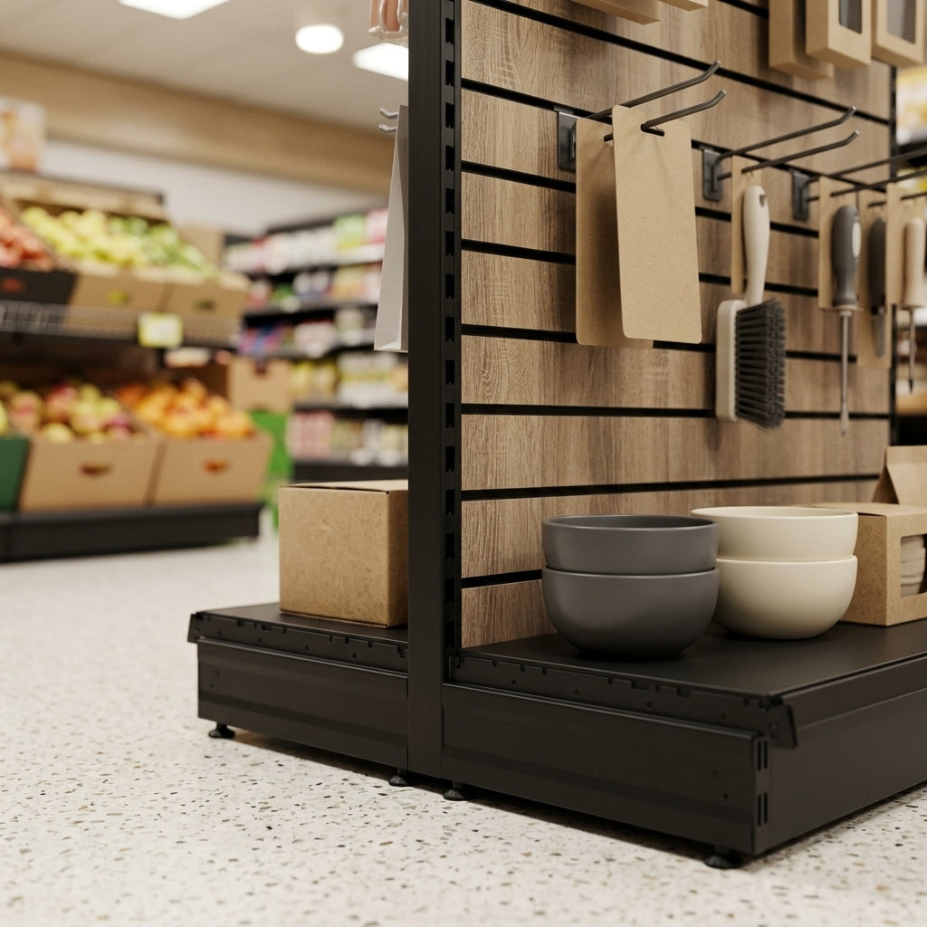 2.1m Wood Effect Gondola Display Bay | 370mm Base Shelf (view 2)
