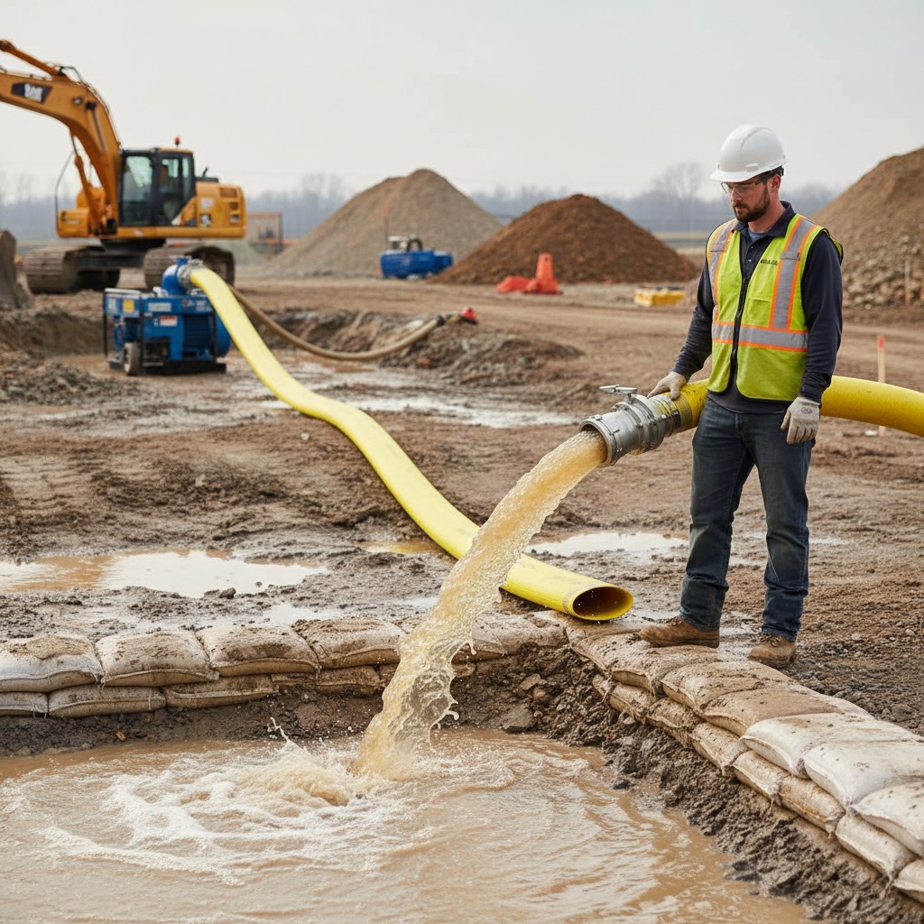 Heavy Duty Yellow 6 Bar PVC Layflat Discharge Hose for Water Transfer with Quick Couplings and Marked Lengths