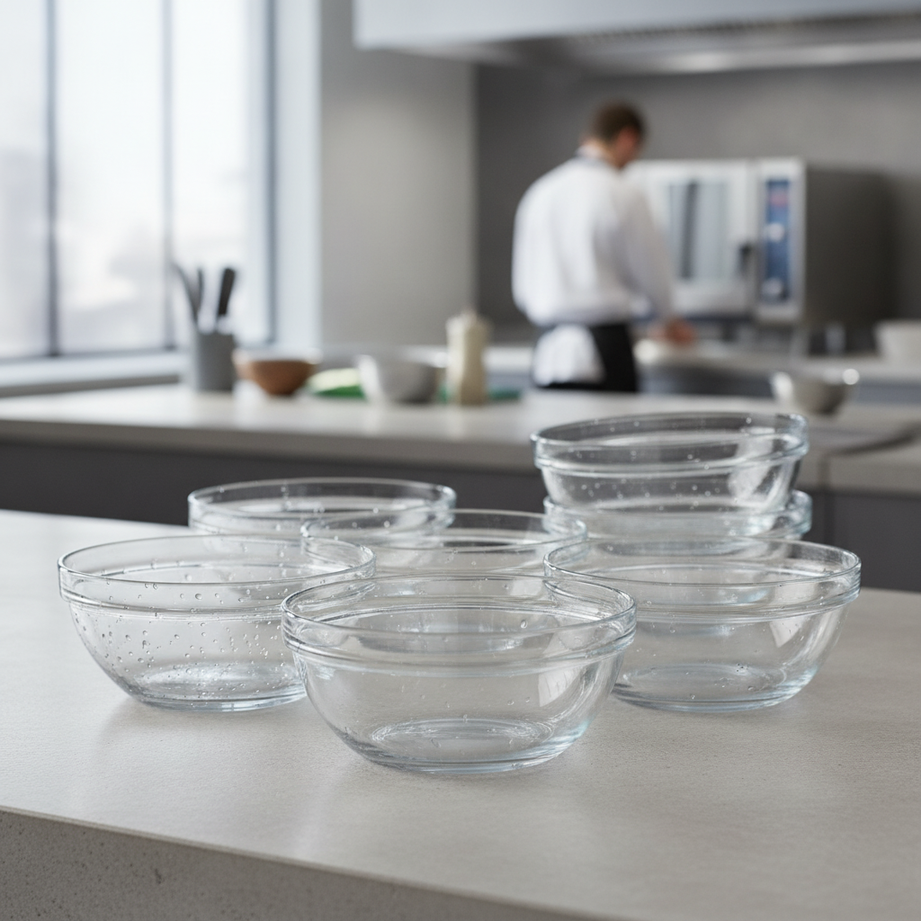 Toughened Glass Mixing Bowl 4.3L for Professional Use (Pack of 6)