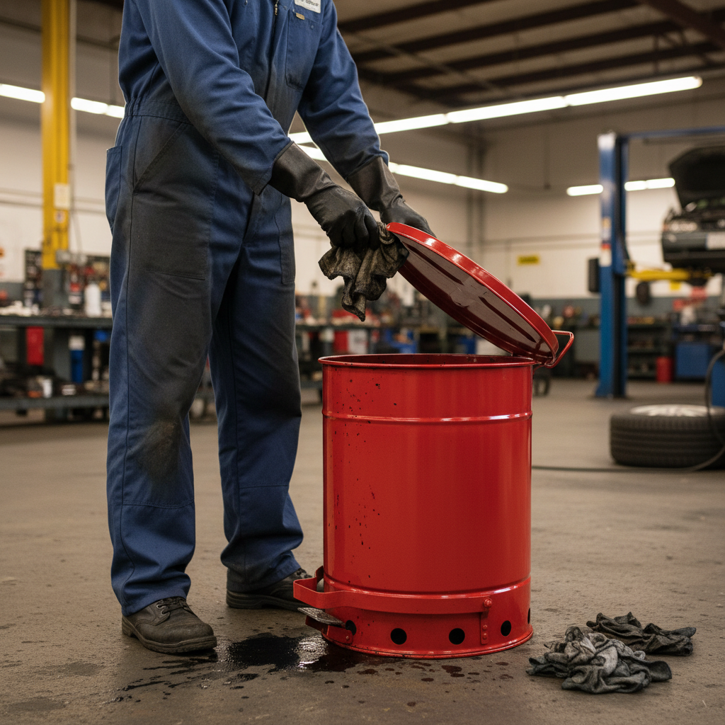 34ltr Justrite® Oily Waste Can - 09300 ||Foot Operated