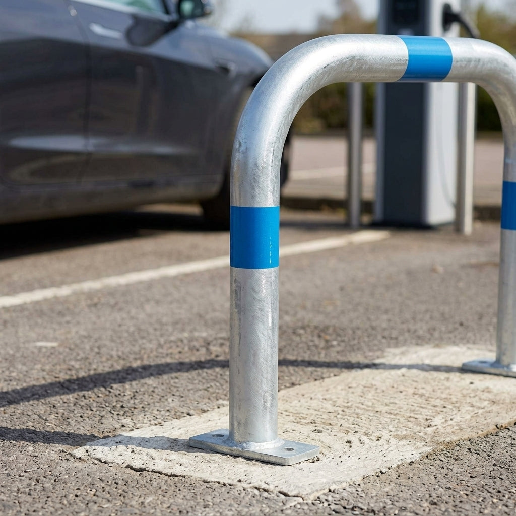 60mm steel EV charging point protection guard, galvanised (view 2)