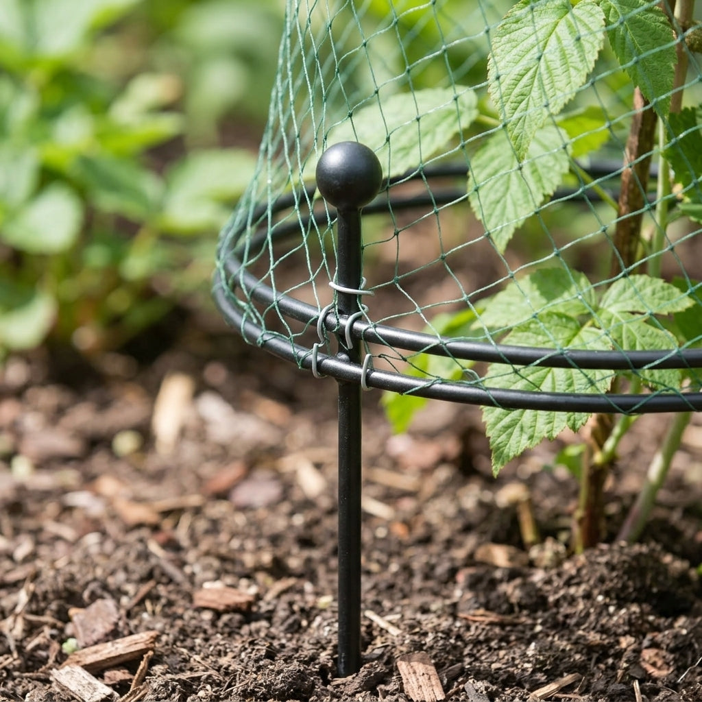 Short Circular Plant Support - Matt Black - Solid Steel (view 2)