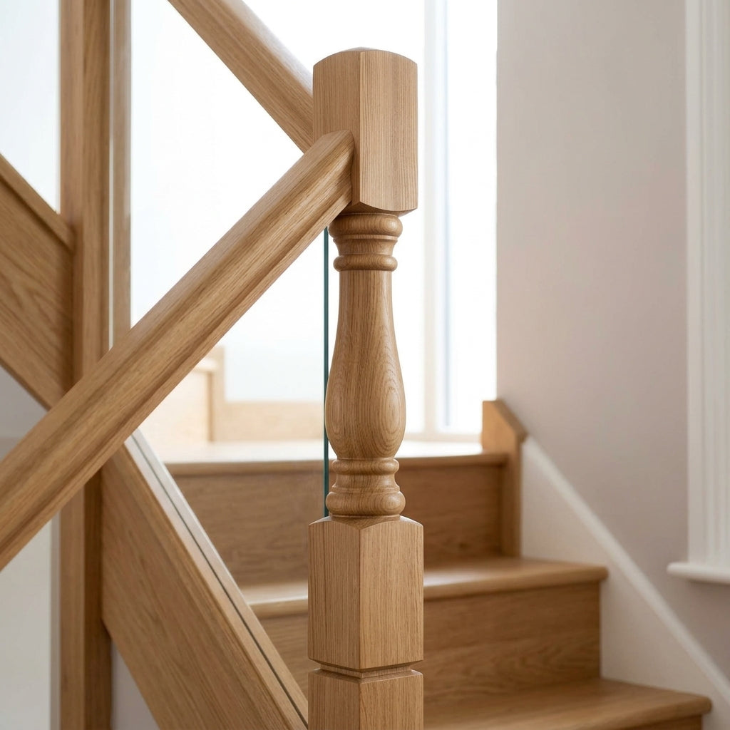 90mm Newel Post – Pine or Oak – 205 Peg (view 2)