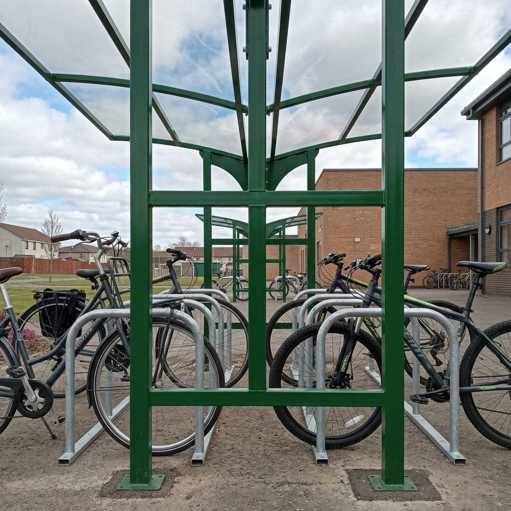20-cycle bike shelter with steel frame and UV-resistant roof (view 2)