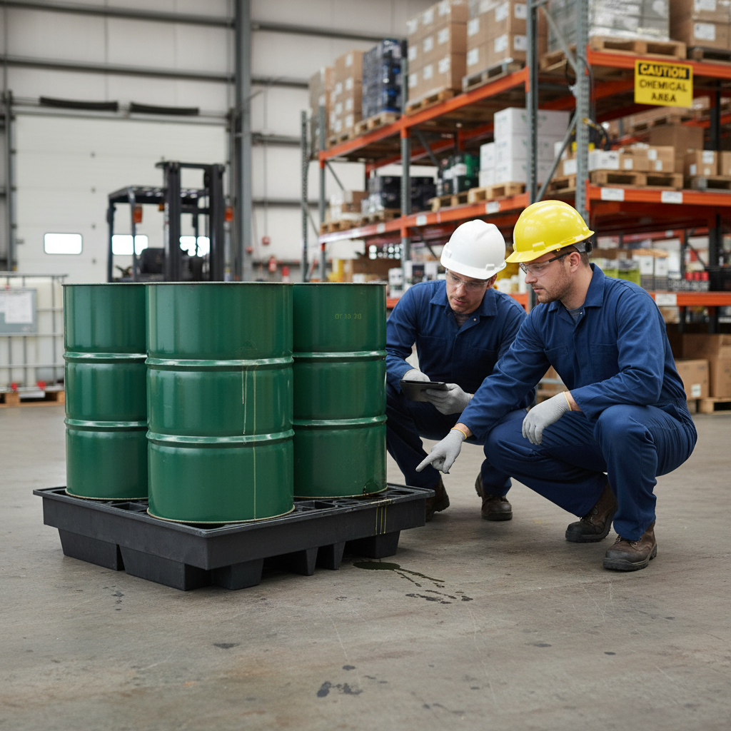 Low Profile Recycled 4 Drum Spill Pallet - BP4LR ||For 4 Drums
