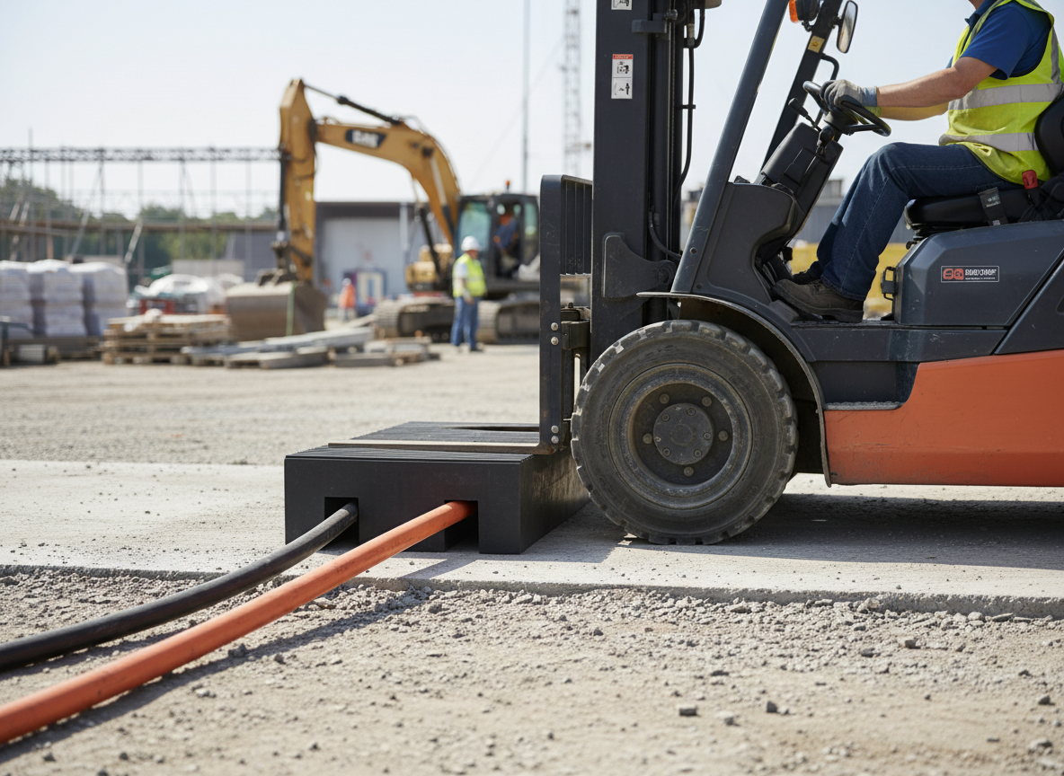 Premium Modular Hose Ramp Block 350 x 400 x 180 mm - Heavy Duty Connector for Steel Bridge Systems