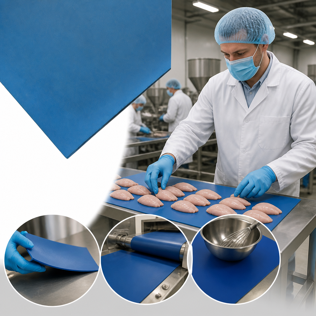 Blue FDA Compliant Fluoro-A Rubber Sheet 1.5mm & 3mm for Food Contact Applications