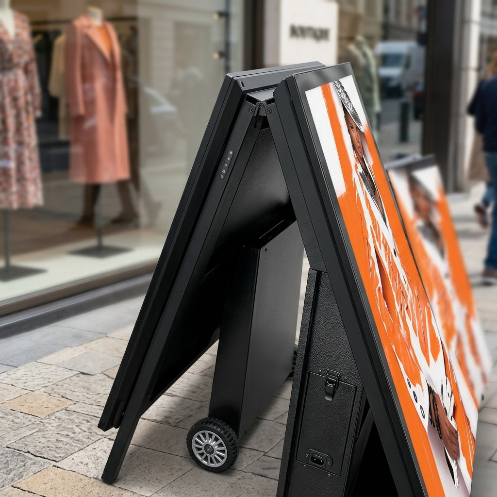 43" Outdoor Battery Digital A-Board | IP65 | 700cd/m² | 3-Day Hire (view 2)
