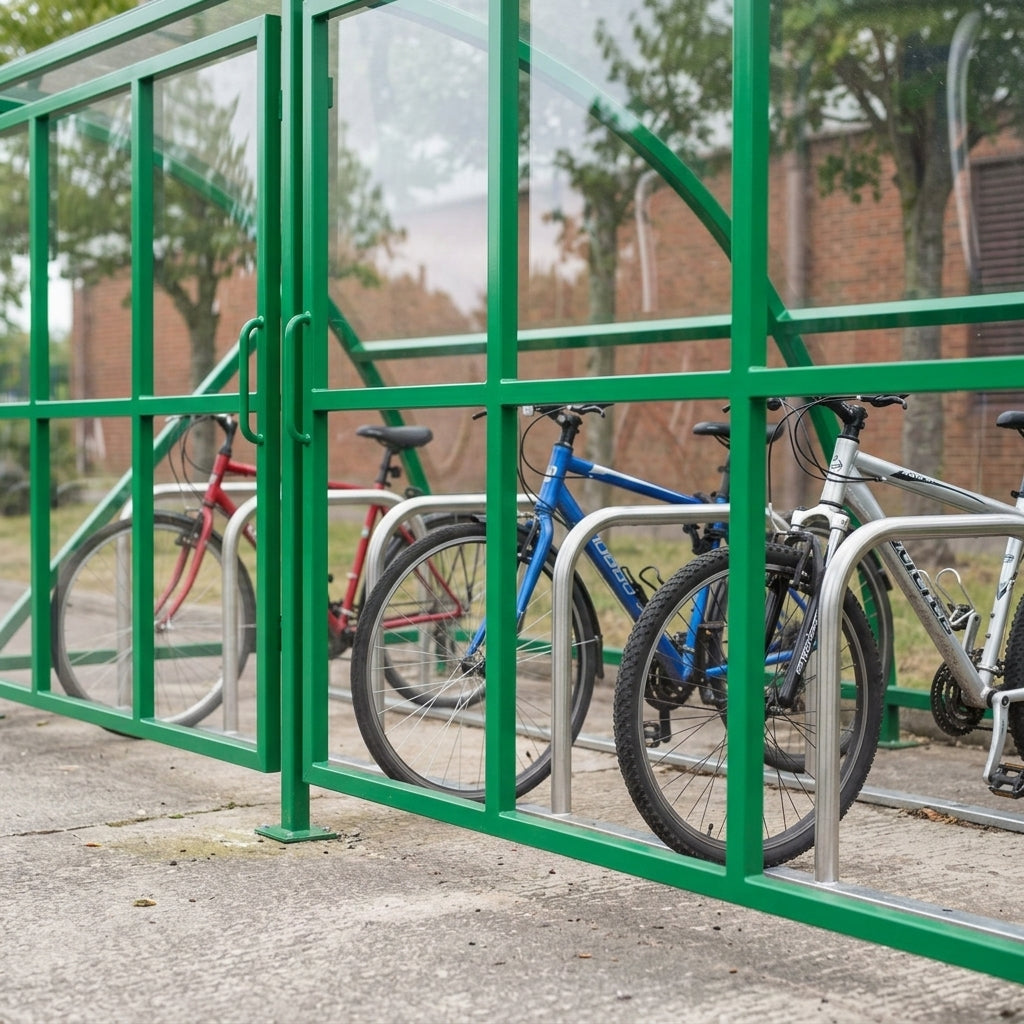 8150 × 2097 × 2064 mm gated cycle shelter, 20-bike capacity (view 2)