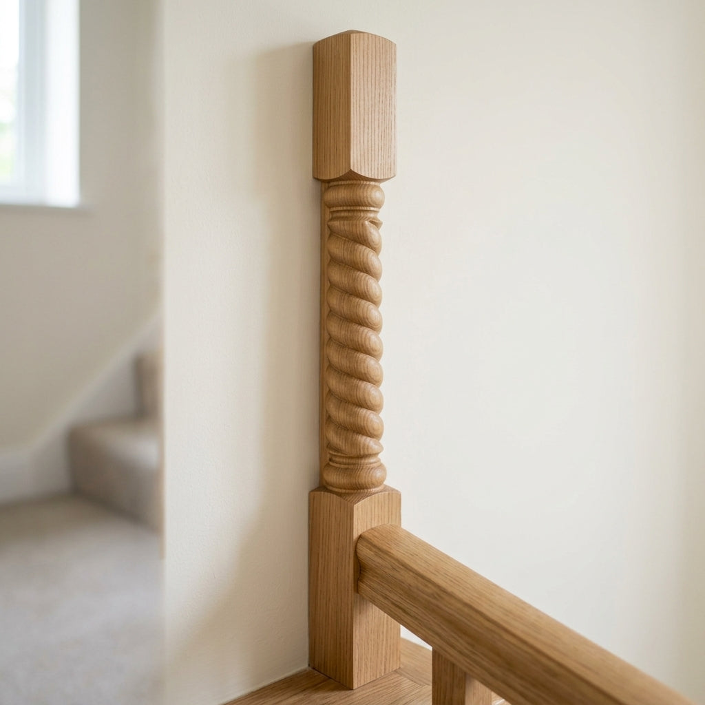 90mm Half Slaley Newel Post Oak (view 2)