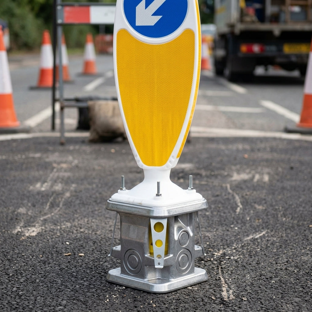 Illuminated flexible keep left bollard, BS 8442 Pt 14 (view 2)