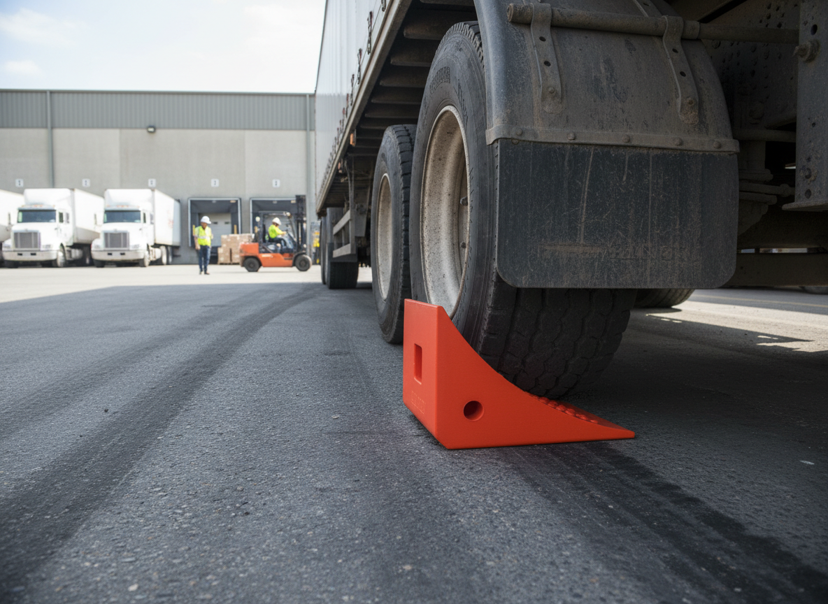 Premium Durable Vehicle Wheel Chock - Lightweight, High Visibility Red, 265 x 200 x 200 mm, Perfect for Secure Parking
