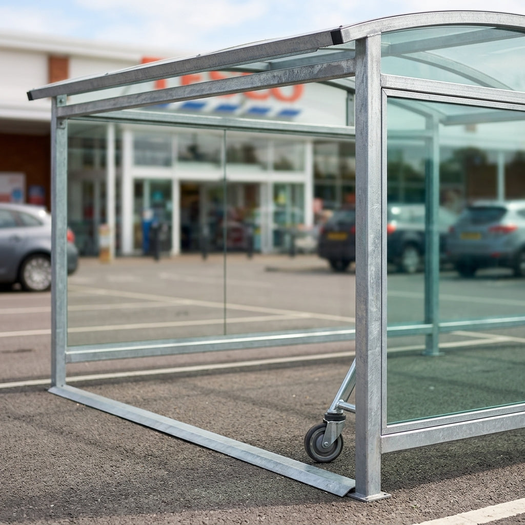 3m Wide Shopping Trolley Shelter – Galvanised Steel, 1–5m Lengths (view 2)